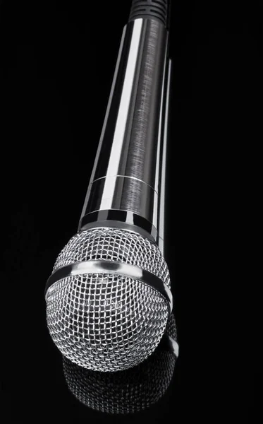 Shiny microphone on a black — Stock Photo, Image