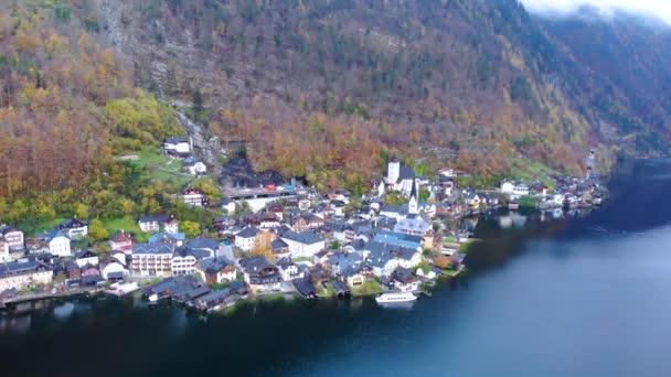 Κηφήνας Πτήση Γύρω Από Hallstatt Χωριό Πάνω Από Hallstatter Δείτε — Αρχείο Βίντεο