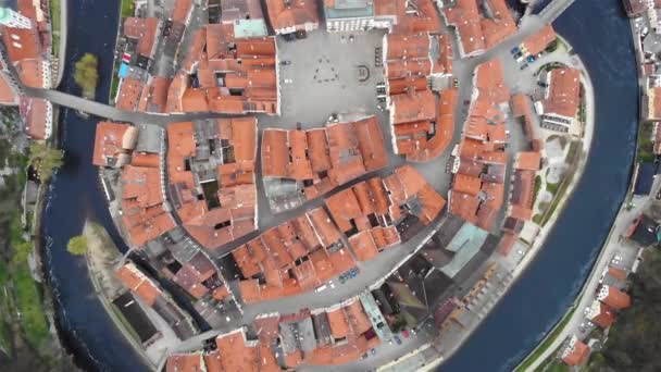 Regardant Vers Bas Sur Ancienne Ville Tchèque Cesky Krumlov Vue — Video