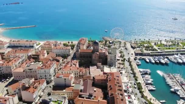 Hermosa Ciudad Francesa Orilla Del Mar Soleado Día Verano Desde — Vídeo de stock