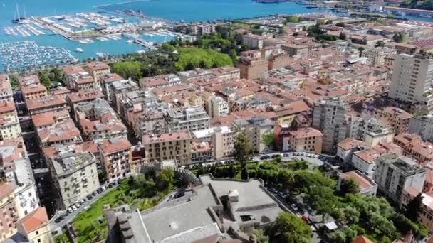 Vista Aérea Hermosa Ciudad Italiana Soleado Día Verano Vista Del — Vídeo de stock