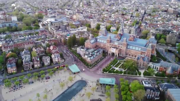 Amsterdam Cima Vista Aérea Rijksmuseum Distrito Centro Velho Países Baixos — Vídeo de Stock