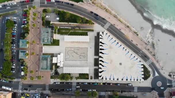 Patrząc Dół Morze Miasto Ruchu Samochodowego Menton Cote Azur Riwiera — Wideo stockowe