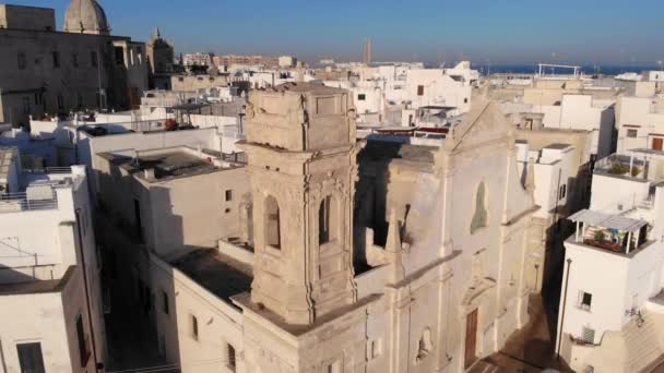 Gamla Stan Monopoli Från Ovan Flygfoto Gamla Kyrkan Och Hus — Stockvideo