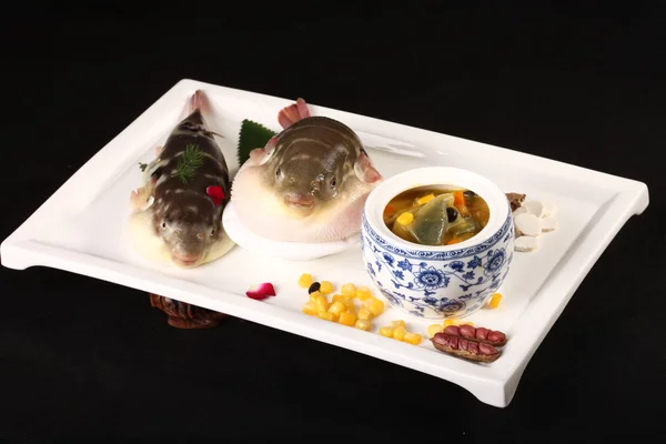 Delicious stewed puffer fish,