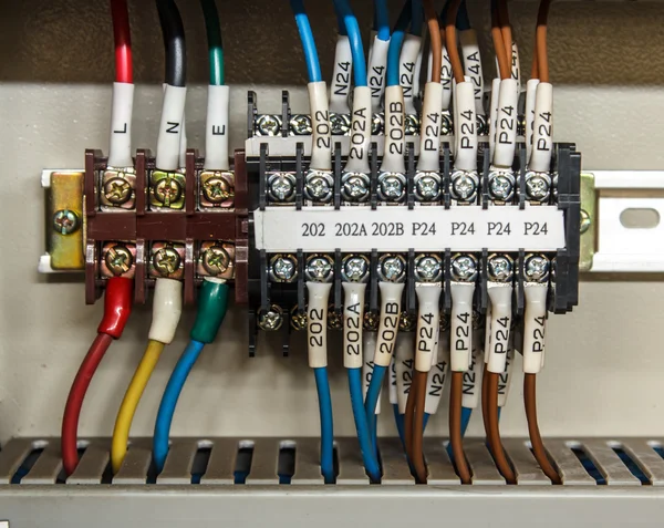 Wiring -- Control panel with wires — Stock Photo, Image