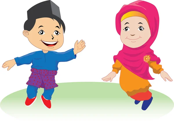 Melayu niños en Patani 01 — Vector de stock