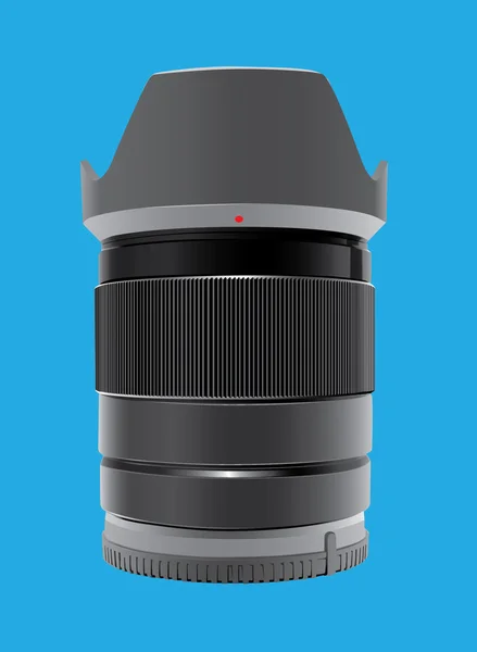Lente de cámara en azul, ilustración vectorial — Vector de stock
