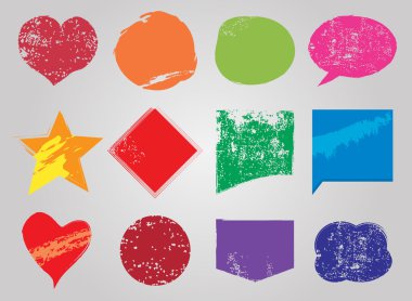 Paslı grunge renkli baloncuklar, yaratıcı vektör kelime