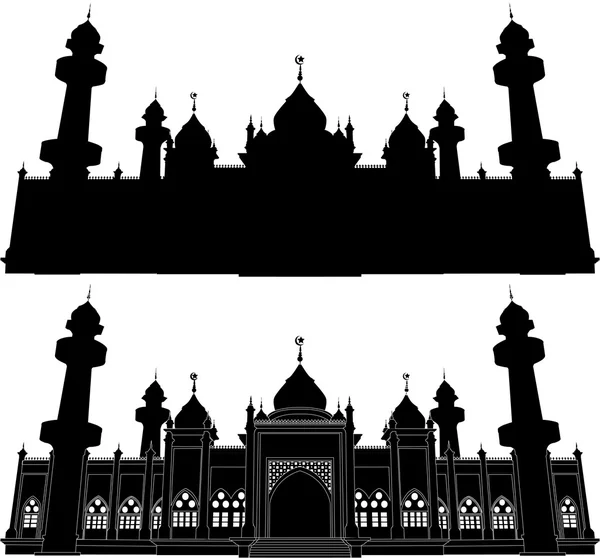 Jamiah Mosque Pattani Silhouette — Stock Vector