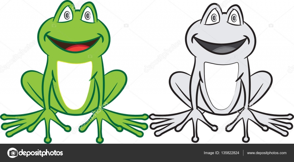 sapo desenho animado com coloridas e preto e branco livro de