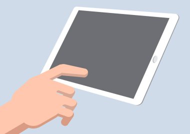 Bir el dokunmatik tablet - vektör çizim