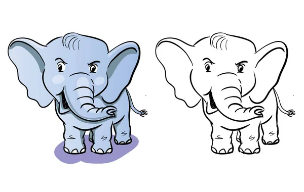 Coloriage éléphant - vecteur de bande dessinée — Image vectorielle