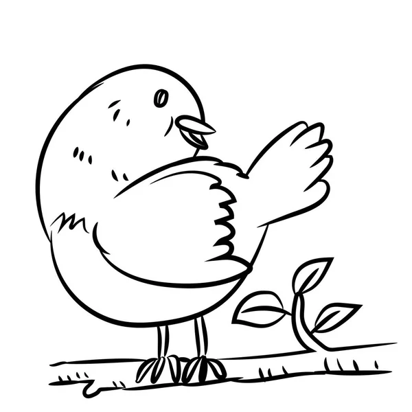 Línea dibujo pájaro - Ilustración vectorial — Vector de stock
