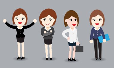 İş kadın düz tasarımı - vektör çizim