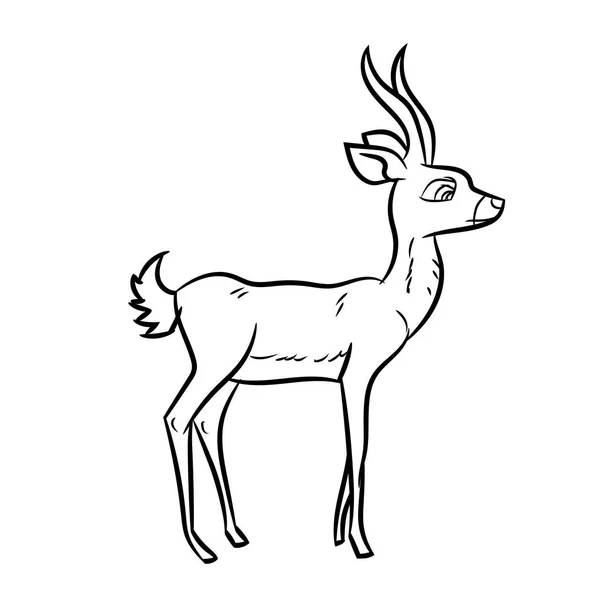 Antilope Cartoon - Vettore disegnato in linea — Vettoriale Stock