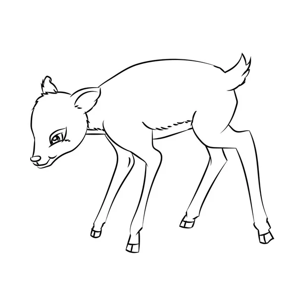 Deer șobolan desene animate - Line Drawn Vector — Vector de stoc