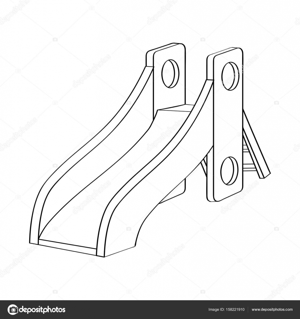 a mano di Slide Playground isolato bianco e nero del fumetto per libro da colorare linea disegnata vettoriale — Vettoriali di dcliner07ail