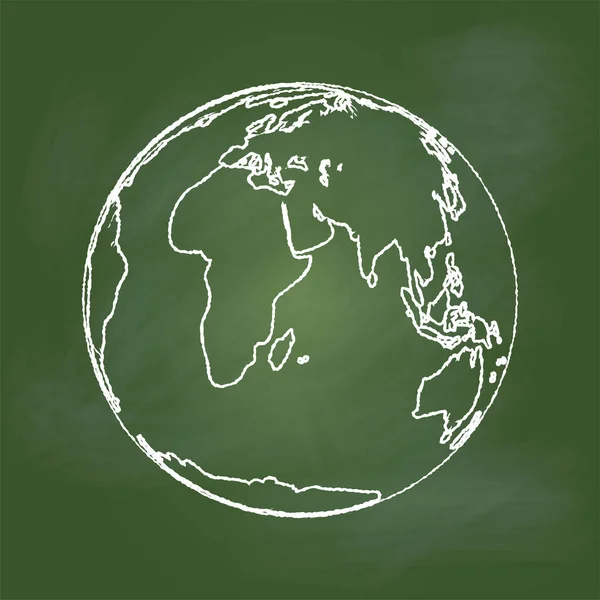 Dibujo a mano Tierra en tablero verde-Vector ilustración — Vector de stock