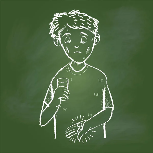 Αντλώντας άρρωστος άνθρωπος πράσινο χέρι Διοικητικό Συμβούλιο - εικονογράφηση διάνυσμα — Διανυσματικό Αρχείο
