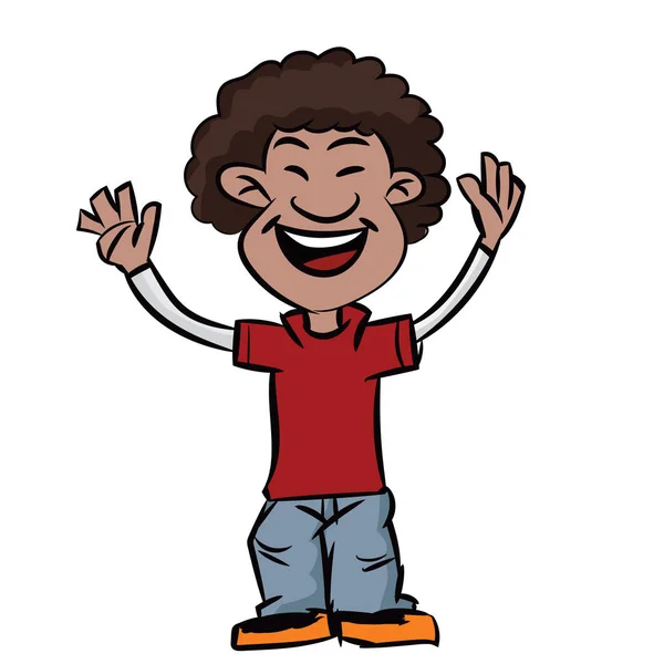 Dibujos animados Afro Hair Boy con sonrisa - Vector clipart ilustración — Vector de stock