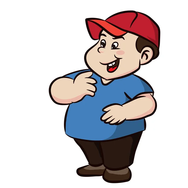 Dessin animé Fat boy avec sourire - Illustration vectorielle clipart — Image vectorielle