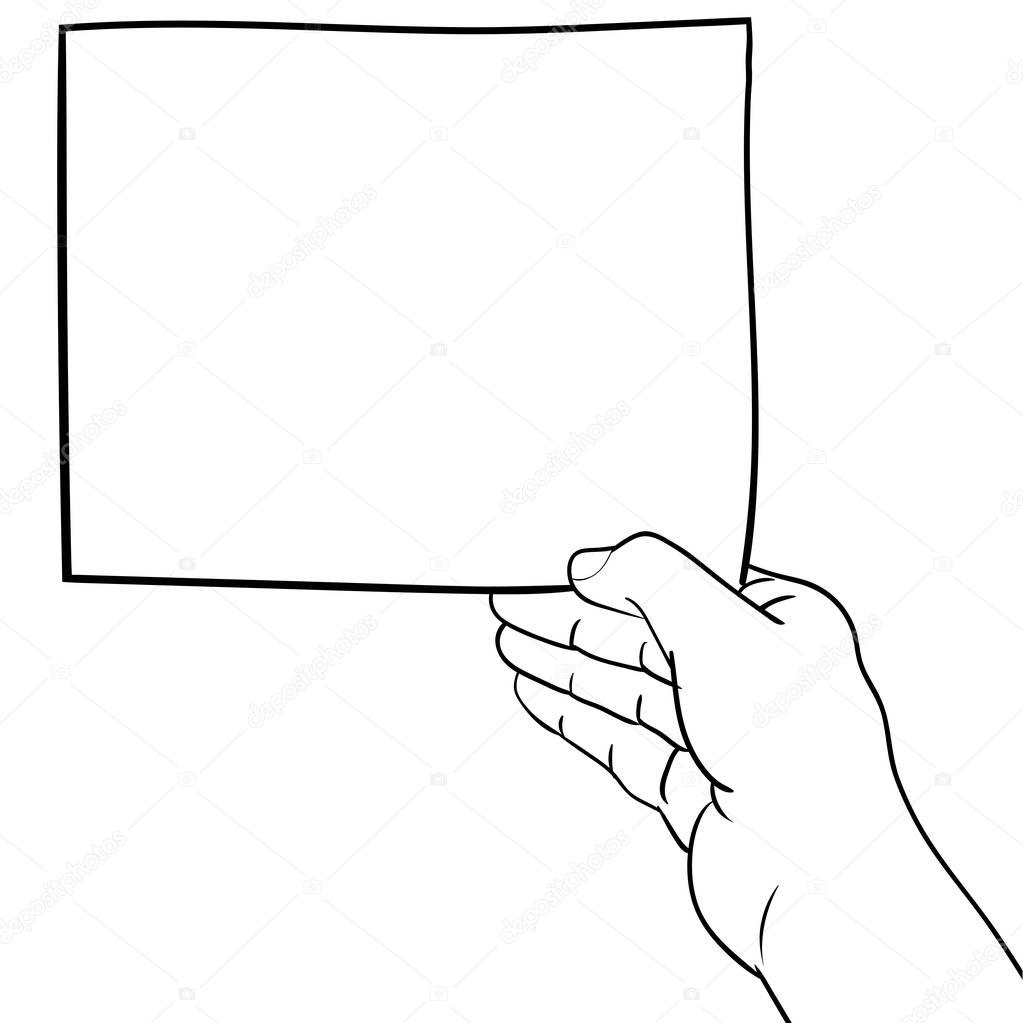 Download Desenho de mão, mão, segurando em branco de papel ...