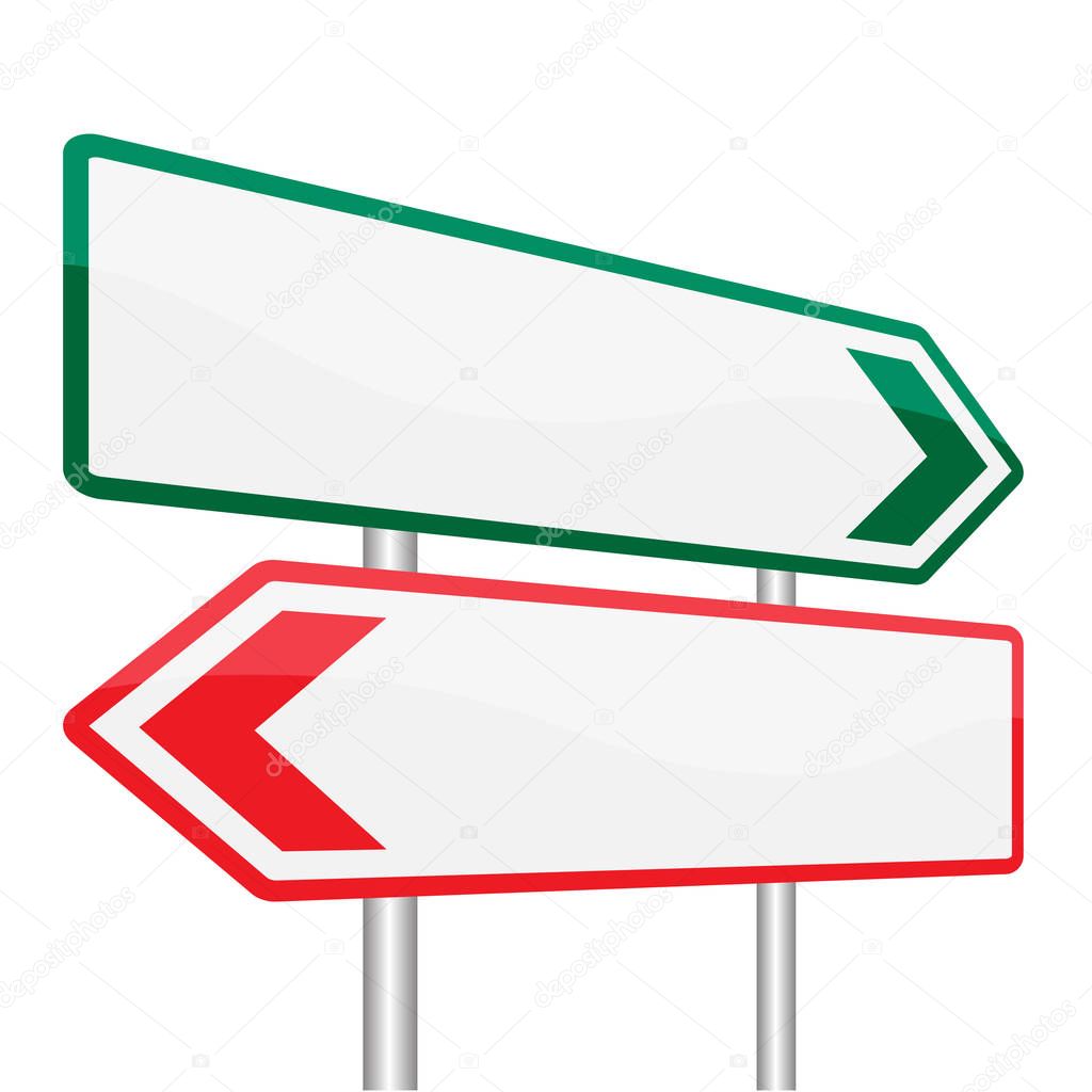 Blank Road Signs Board on Blue Background-Vector Illustration