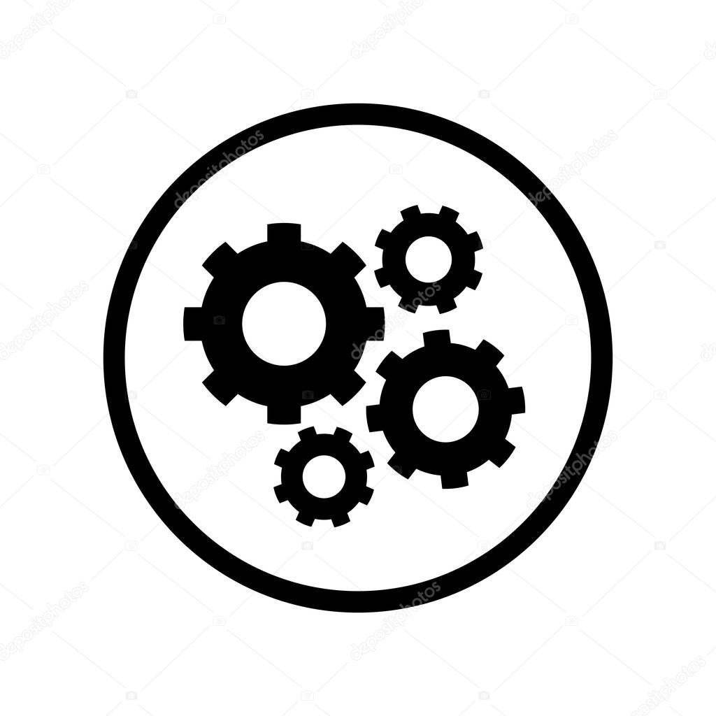 Pictograph of Gears icon in circle - vector iconic design