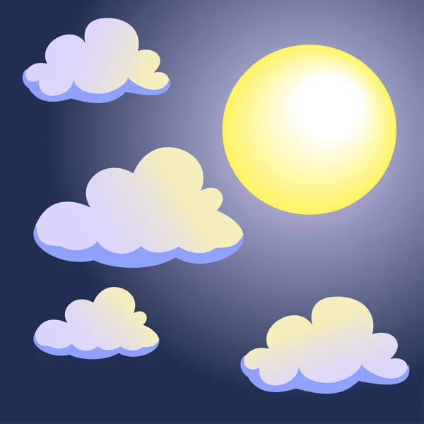 Lune et nuages sur fond de ciel nocturne Illustration vectorielle — Image vectorielle