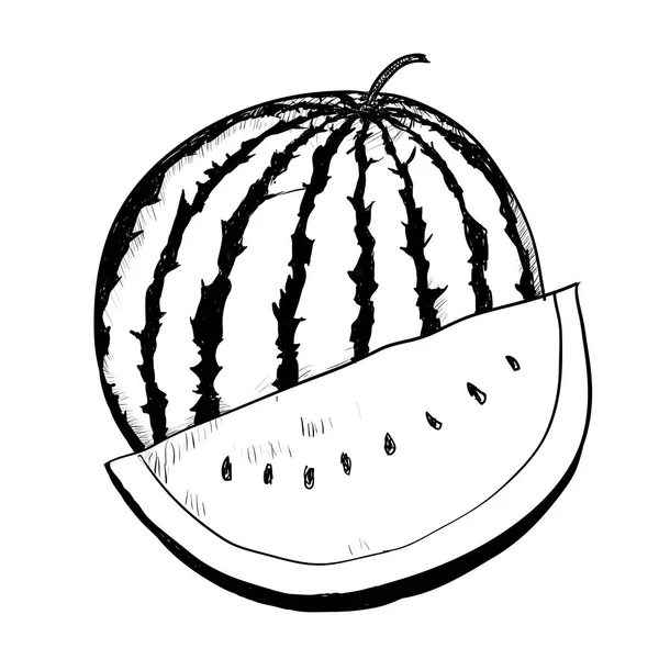 Desenho à mão Watermelon-Vector Desenhado Ilustração — Vetor de Stock