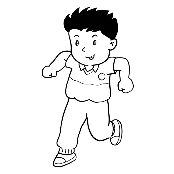 Dibujo a mano de niño corriendo-Vector Ilustración — Vector de stock