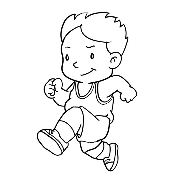 Dibujo a mano de niño corriendo-Vector Ilustración — Vector de stock