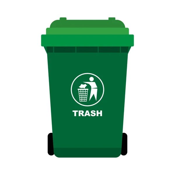 Lixo verde com o homem jogue fora o ícone thrash —  Vetores de Stock