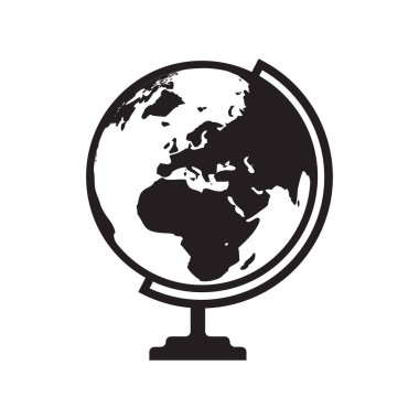  Asya, Afrika ve Avrupa harita - vektör illustrati küre simgesiyle