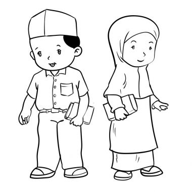 El Müslüman öğrenciler-vektör çizim çizimi