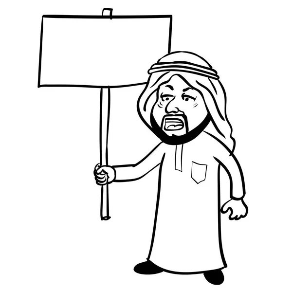 Sg171005-Dibujos animados Islam Hombre árabe Protestor-Vector Bosquejo — Vector de stock