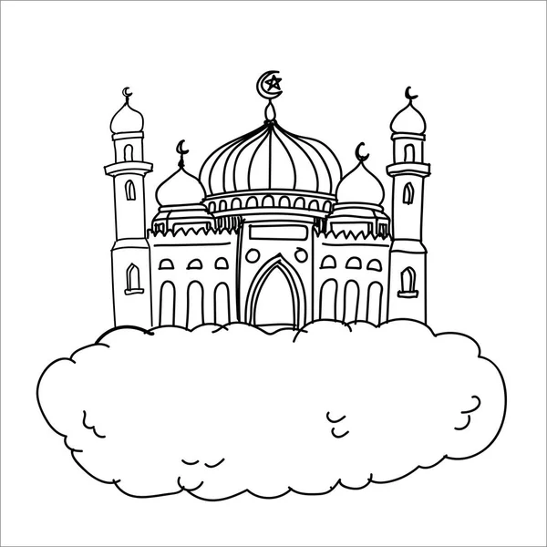 Sg171005-Cartoon Meczet Islam na szkic wektor Cloud — Wektor stockowy