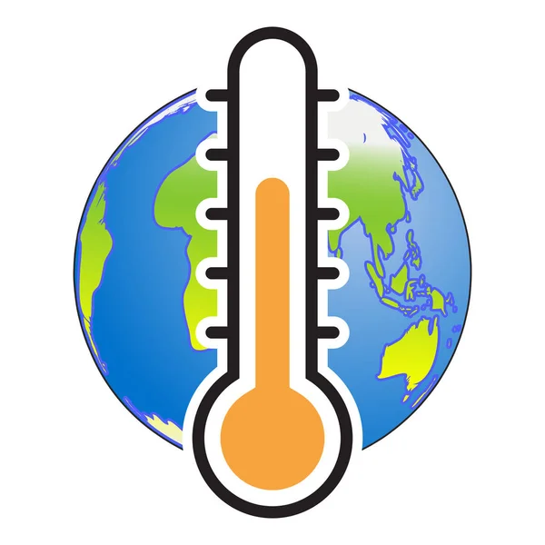 Sg171004a-Globe et thermomètre niveau chaud - Illustration vectorielle — Image vectorielle