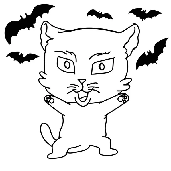 Sg171005-Cartoon Scary cat-Vector Sketch — Stock Vector