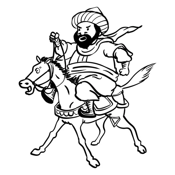 Sg171006-мультфильм толстяк, езда лошади вектор, нарисованный — стоковый вектор