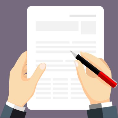 Bazı documets-vektör düz tasarım yazma işadamı