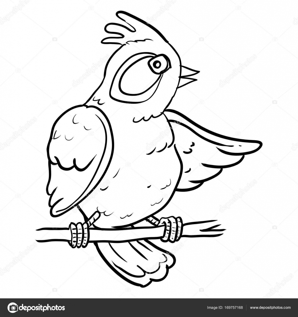 Dessin Animé Oiseau Sur Larbre De Direction Illustration