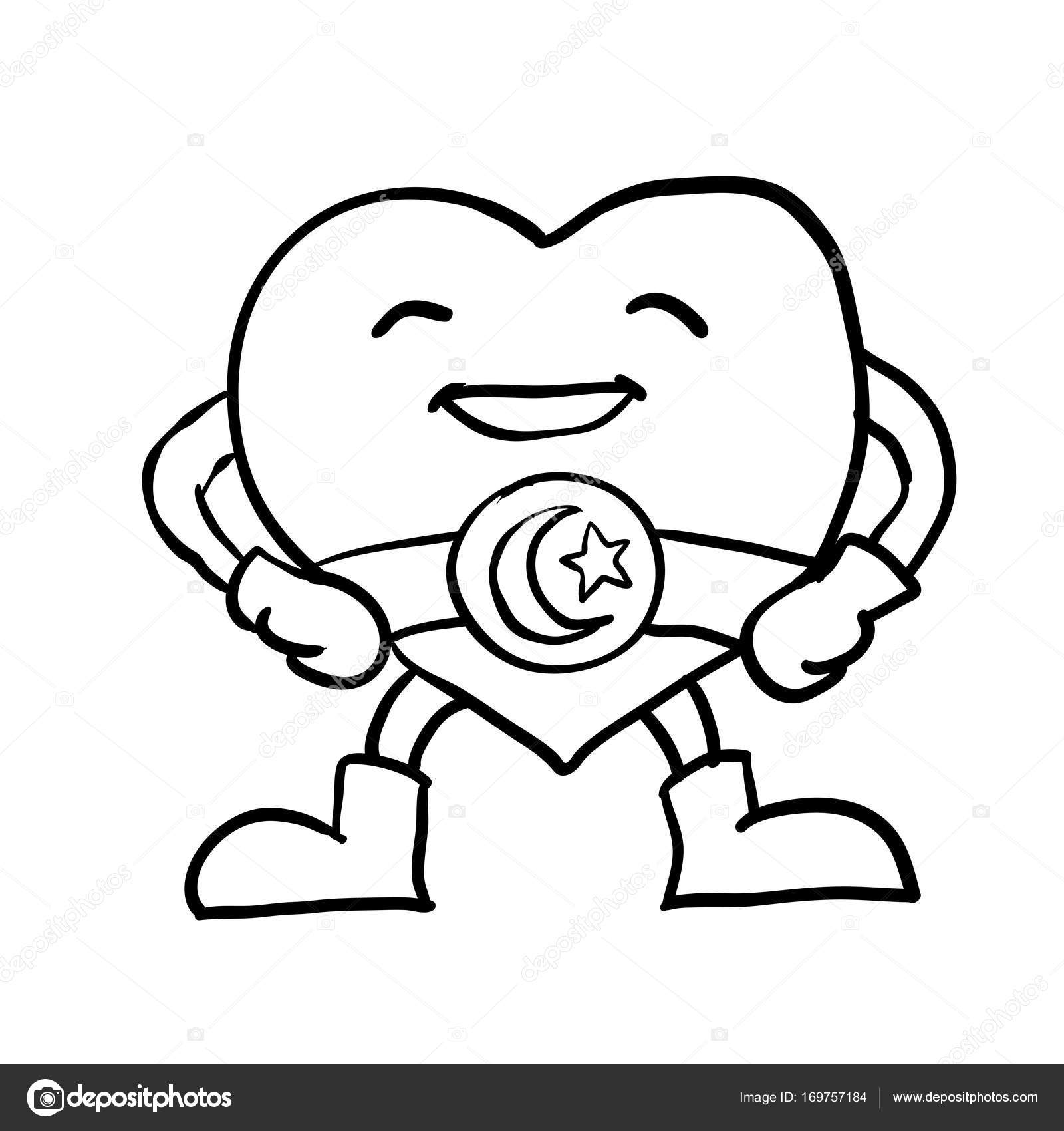 Cartoon Hart Met Halve Maan Ster Belt Vector Characterdesign