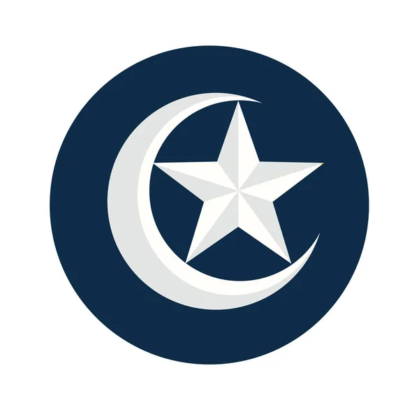 Islámská ploché ikony, Crescent star plochý Design ikony vektor — Stockový vektor