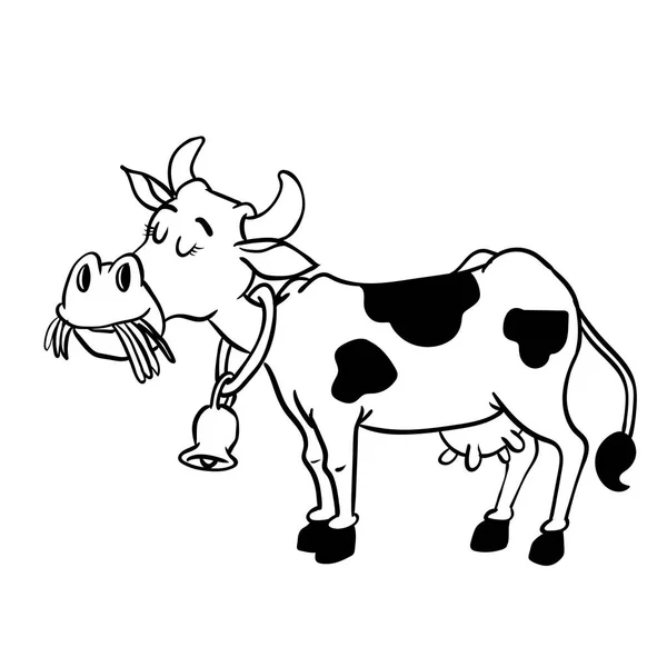 Illustration du dessin animé de la vache laitière - Vecteur dessiné à la main — Image vectorielle