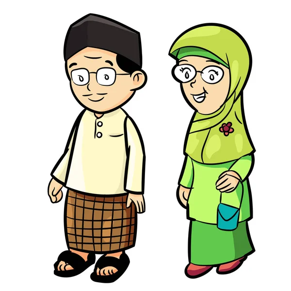 Ilustrasi Kartun Melayu Dewasa - Ilustrasi Vektor - Stok Vektor