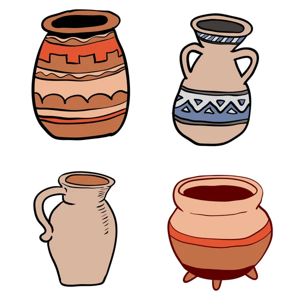 Illustrazione di vecchi utensili in ceramica-vettoriale Illustrazione — Vettoriale Stock