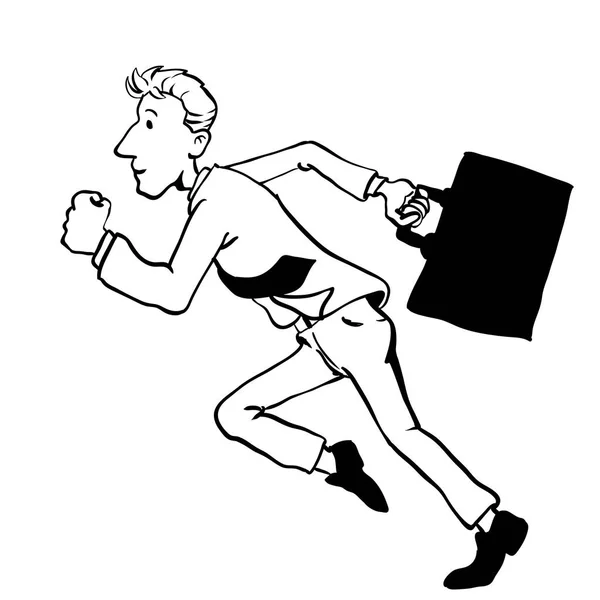Illustratie van zakenman running-Vector Hand getrokken — Stockvector