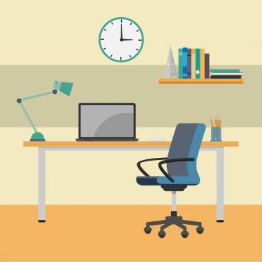 Home Ofis Resepsiyon-vektör düz tasarlamak çalışma